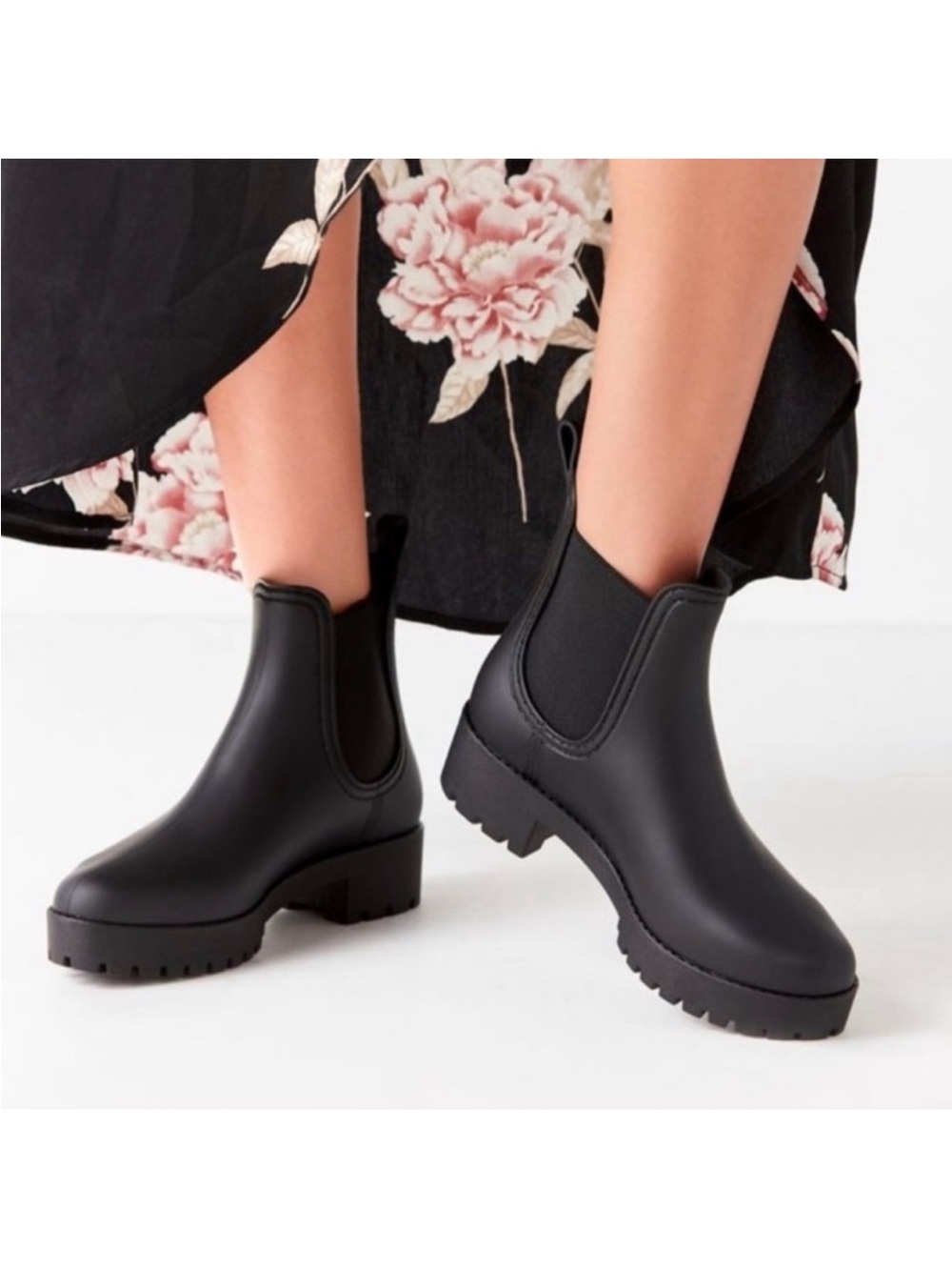 JEFFREY CAMPBELL Cloudy Waterproof Chelsea Black Rain Boot Size 40
